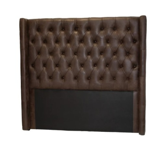 Genuine Full Leather Classic High Queen Headboard – Exotic Buffed Brown